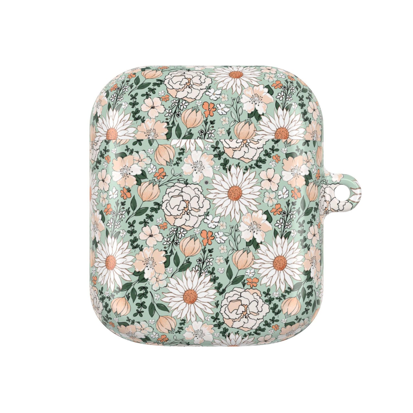Floral AirPod Cases, Green and White Flower Pattern Protective Cover, AirPods Accessories, Floral Tech Gift, AirPods Case for Women, Cute